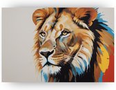 Leeuw - Dieren muurdecoratie - Canvas schilderij leeuwen - Muurdecoratie kinderkamer - Canvas schilderijen - Decoratie slaapkamer - 70 x 50 cm 18mm