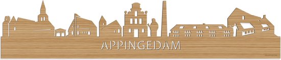 Skyline Appingedam Bamboe hout - 120 cm - Woondecoratie - Wanddecoratie - Meer steden beschikbaar - Woonkamer idee - City Art - Steden kunst - Cadeau voor hem - Cadeau voor haar - Jubileum - Trouwerij - WoodWideCities