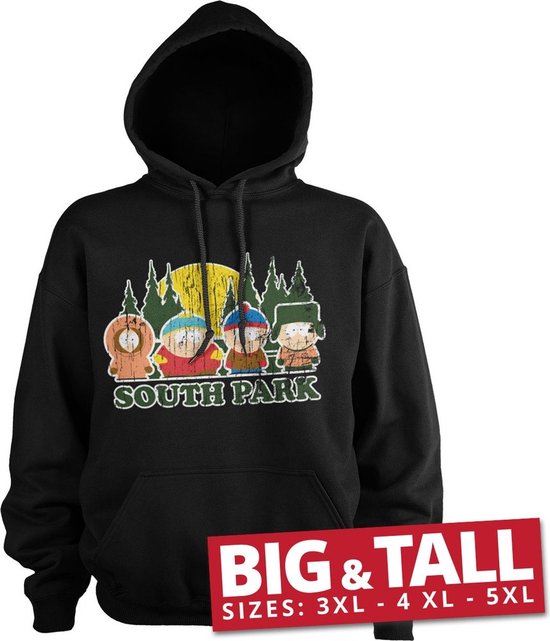 South Park Distressed Big & Tall Hoodie Black-5XL