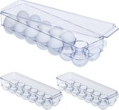 Relaxdays 3x porte-œufs koelkast pour 14 œufs - boîte à œufs en plastique - boîte de conservation des œufs