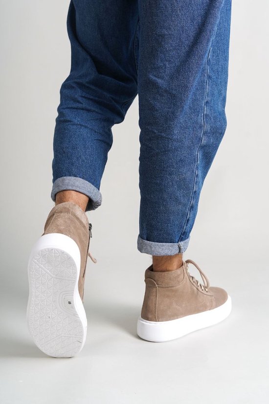 Oscar&Djayds Sneaker Homme - Beige Sable - Cuir Véritable (Suède) - Baskets hautes - chaussures - OD111 - taille 45