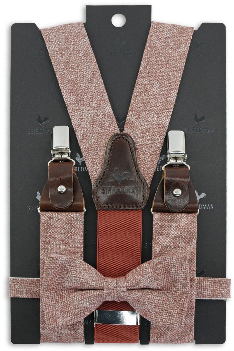 Sir Redman - Bretels met strik - bretels combi pack Sposo Stiloso blush - antiek roze