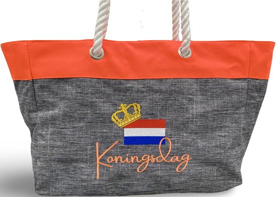 Koningsdag Geborduurde Schoudertas/Tas/Tasje/Shopper - King’s Day Embroidered Tote Bag - 44 x 33 x 16 cm - 23 liters