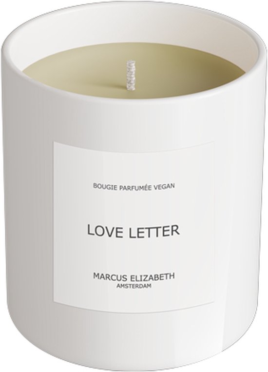 Marcus Elizabeth - Love Letter - 220 Gram - Geurkaars - Handgemaakt - Minimalistisch Matte Witt Glass - Vegan