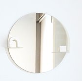 Indusigns Spiegel Rond - Wandspiegel met plank - Muurspiegel / Mirror / Glas Ø50cm / Wit / Organisch / Staal / Metaal / Design / Woondecoratie / Plankje / Uniek / Interieur - Modern / Industrieel - Hal / Toilet / Wc / Woonkamer / Slaapkamer