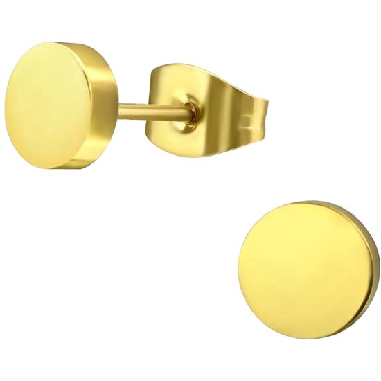 Aramat Jewels- Gouden Glans - Oorbellen - Ronde vorm - Staal - 6mm - Oorstekers - Accessoires - Trendy - Cadeau - cirkel oorbellen - vrouwen -mannen oorstekers