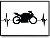 Pulse Motor fotolijst met glas 50 x 70 cm - Prachtige kwaliteit - Slaapkamer - Woonkamer - Race - Motor rijden - Harde lijst - inclusief ophangsysteem