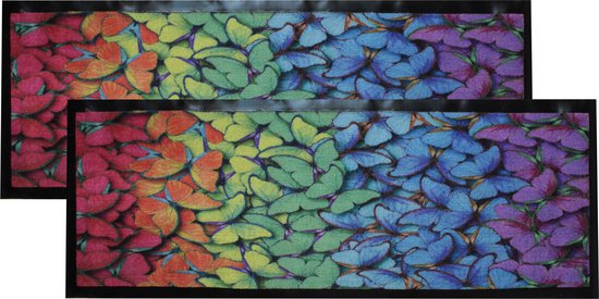 Paillasson "Jack's Door" - 2 pièces - 45x125cm - intérieur - tapis roulant à sec - papillon