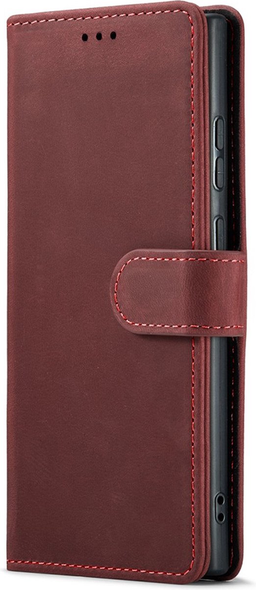 CaseMania Bookcase hoesje geschikt voor Samsung Galaxy S24 Ultra - Effen Rood - Leer