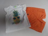 Ensemble - Meisje - T shirt + Short - Ecru + orange - 3 maand 62