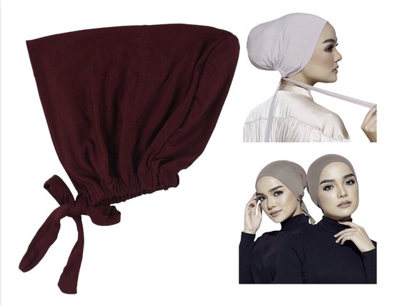 Cabantis Hoofddoek met lussen - Hijab - Chemo Muts Dames - Haarband - Stretch - Bordeaux
