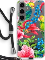 Case Company® - Coque Samsung Galaxy S24 avec Cordon - Perroquets - Coque de téléphone avec Cordon Zwart - Protection sur tous les côtés et sur le bord de l'écran