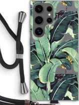 Case Company® - Hoesje met koord geschikt voor Samsung Galaxy S24 Ultra hoesje met Koord - Bananenbladeren - Telefoonhoesje met Zwart Koord - Bescherming aan alle Kanten en Over de Schermrand