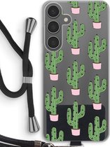 Case Company® - Hoesje met koord geschikt voor Samsung Galaxy S24 Plus hoesje met Koord - Cactus Lover - Telefoonhoesje met Zwart Koord - Bescherming aan alle Kanten en Over de Schermrand