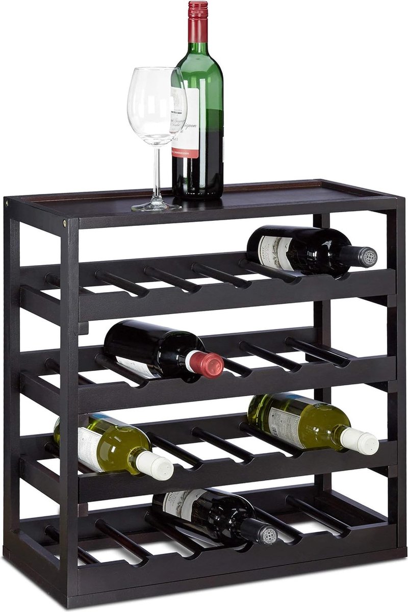 Glas - Robuust - Op wielen - Groot - Op wielen - Wijnrek/flessenrek
