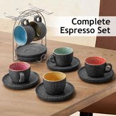 MIAMIO Lot De 6 Tasses à Café 350 Ml En Faïence - Collection Lumera, Fabriquées à La Main (Bleu)