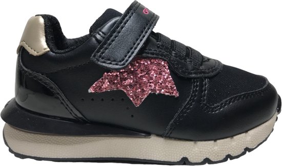 Geox - Fastics - Mt 24 - velcro elastiek roze glitter ster sportieve sneakers - Zwart