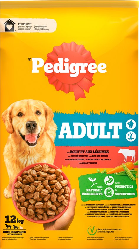 Pedigree Hondenbrokken - Adult Droogvoer - Rund en Groenten - 12kg