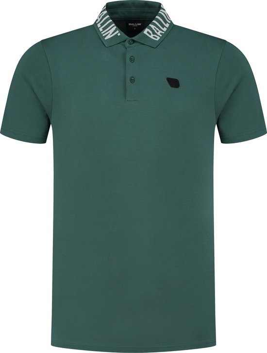 Ballin Amsterdam - Heren Slim fit T-shirts Polo SS - Faded Green - Maat XS