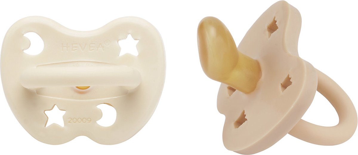 Goedkoopste HEVEA - Fopspeen 2-Pack - Orthondontisch - Milky White & Sand -3-36 mnd - 100 natuurrubber