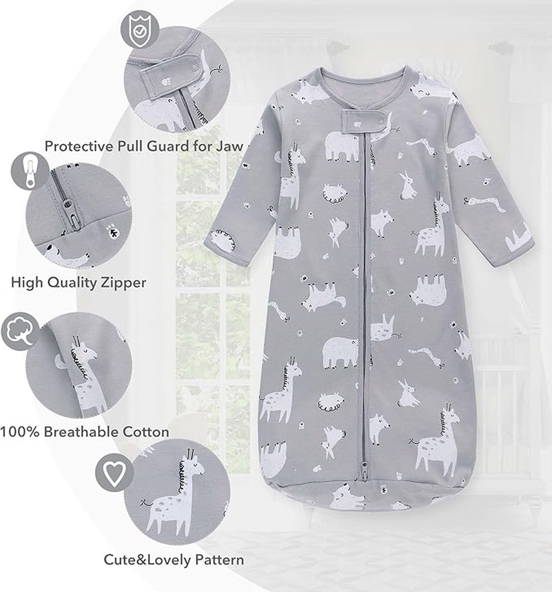 Image of ademend 100% katoen mousseline zachte inbakerdeken | Unisex slaapzak voor babymeisjes en jongens 6-12M (Length 70cm)