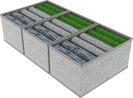 CHJ 4 Stuk Kast Kleding Organizer, 7 Raster Jeans Compartiment Opbergdoos, Kast Kleding Lade Mesh Scheiding Doos, Groot