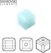 Swarovski Elements, 6 stuks kubus kralen (5901), 8mm, mint alabaster