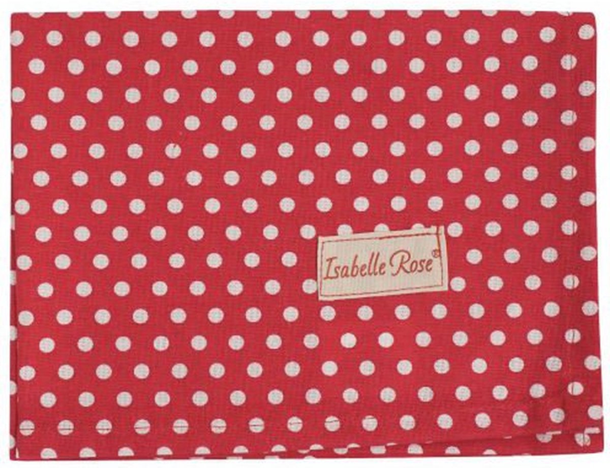 Isabelle Rose theedoek rood met witte stippen - Polka Dot - 50 x 70 cm