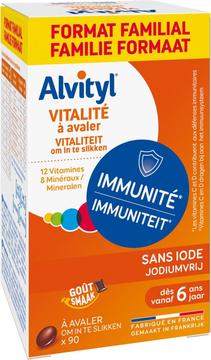 Goedkoopste Alvityl® Vitaliteit en Immuniteit - Family Pack - 12 Vitaminen - 8 Mineralen - Energie en Vermoeidheid - 90 Capsules