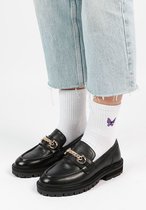Sacha - Dames - Zwarte chunky loafers met goudkleurige chain - Maat 40