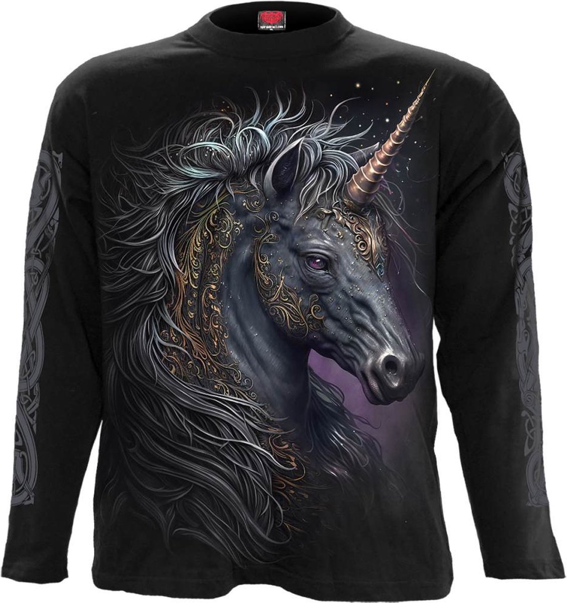 Spiral - Celtic Unicorn Longsleeve shirt - XL - Zwart