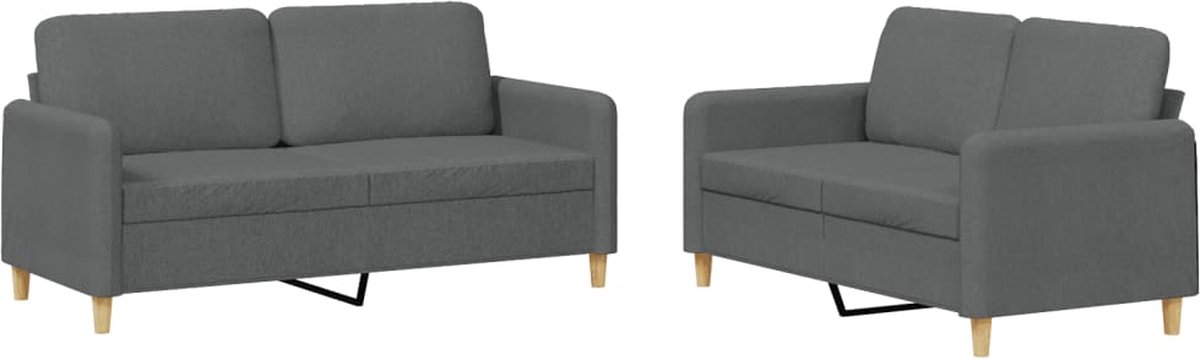 vidaXL - 2-delige - Loungeset - met - kussens - stof - donkergrijs