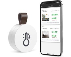 NaSK - Draadloze Thermometer Hygrometer, Mini Bluetooth 5.0 Vochtigheids Temperatuursensor, Gegevensexport en Waarschuwingen voor iOS Android, Slimme Realtime Records voor Huis, Woonkamer, Tuin, Keuken