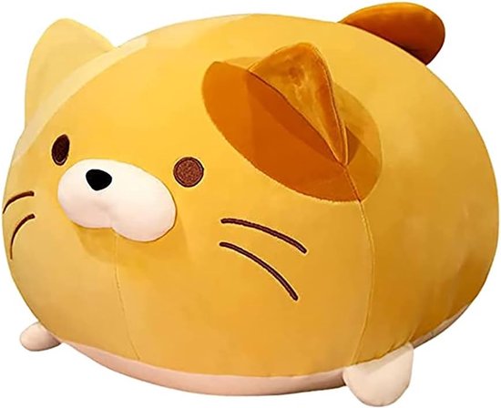 Mewaii Lichaamskussen, knuffeldier, pluche, kat met grote ogen, gevuld
