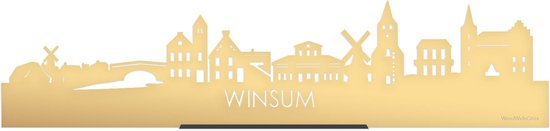Standing Skyline Winsum Goud Metallic - 60 cm - Woondecoratie design - Decoratie om neer te zetten en om op te hangen - Meer steden beschikbaar - Cadeau voor hem - Cadeau voor haar - Jubileum - Verjaardag - Housewarming - Interieur - WoodWideCities