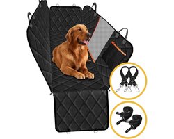 Premium Hondendeken Auto Achterbank - Autodeken Hond Achterbank - Hondenmand Auto - Zwart-Oranje - Met Opbergtas en 2x Autogordel Hond