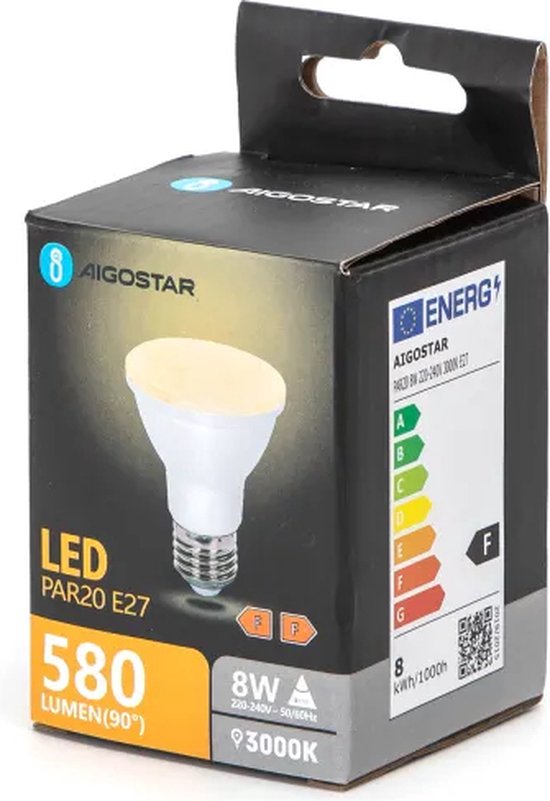 Aigostar - LED lamp - E27 PAR20 - 8W - 3000K - 580lm