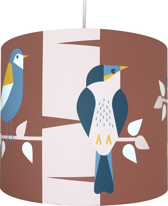 Hanglamp Vogels bruin meisjeskamer Verlichting diameter 30cm met pendel voor kinderkamer