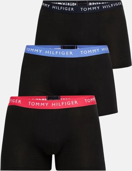 Tommy Hilfiger Heren Boxershorts 3-Pack (Maat S) Trunk - Zwart - Multi Band Rood/Blauw/Zwart