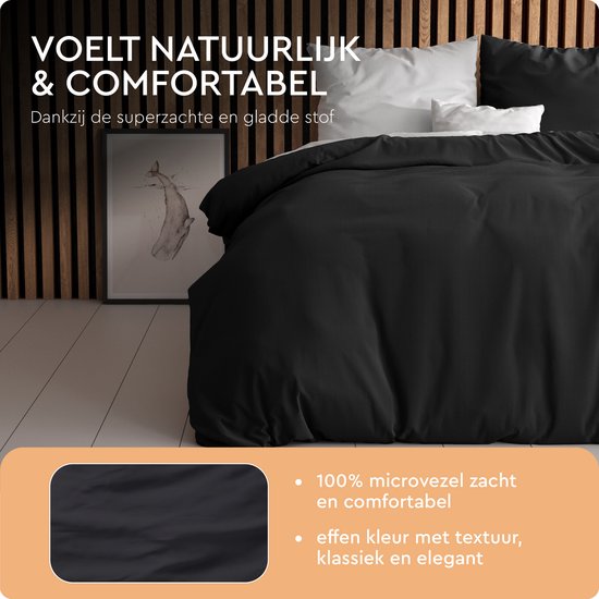 Sleeptime Twee Kleuren Dekbedovertrek - 240x200/220 + 2 kussenslopen 60x70 - Wit/Zwart - Lits-Jumeaux van Merkloos — afbeelding 5