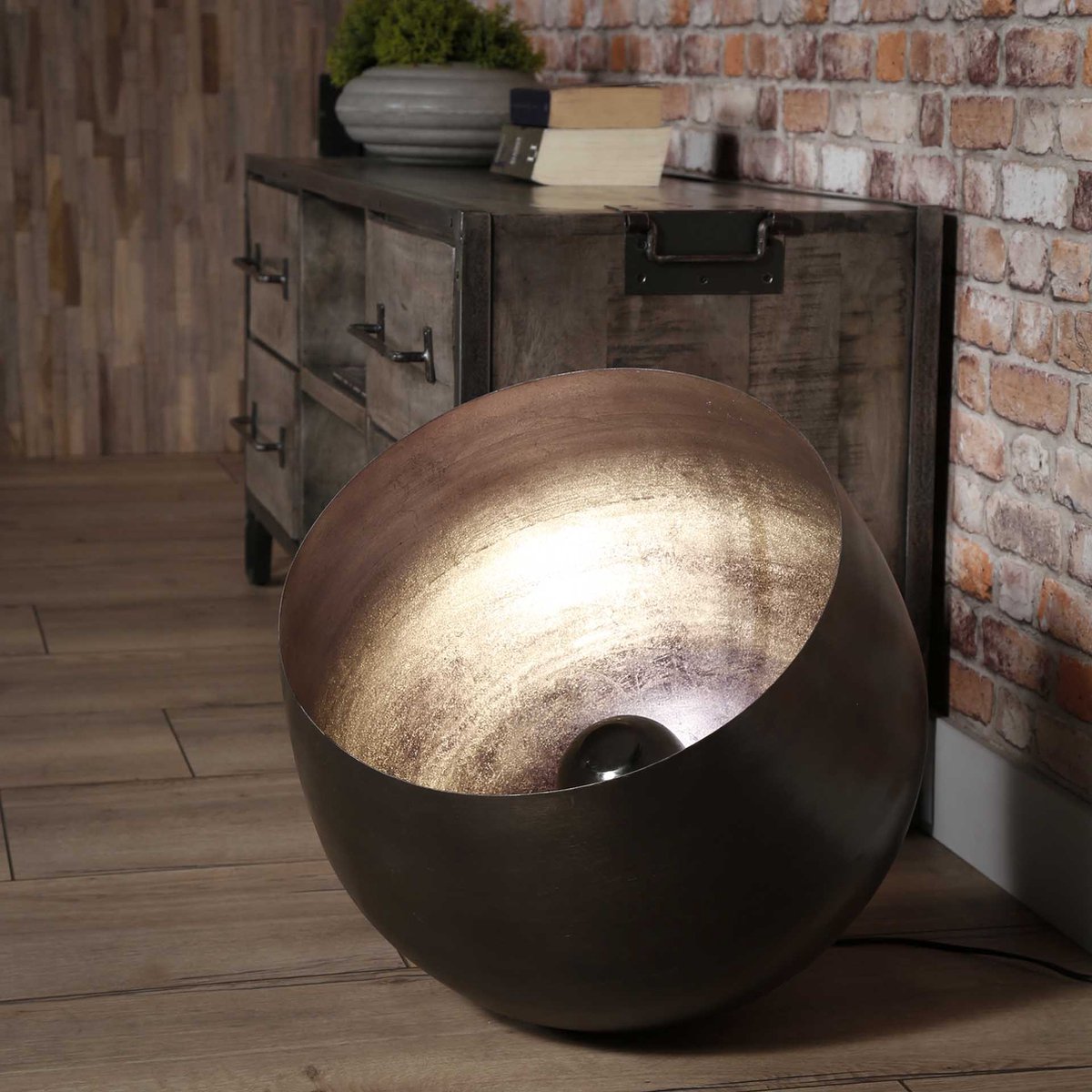 Tafellamp Basket xl in zwart nikkel | 1 lichts | Ø 50 cm | 46x46x46 cm | industriële stijl | woonkamer / kantoor | metaal | sfeerlamp