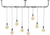 Industriële hanglamp Wikkel | 8 lichts | oud zilver | 176x12x150 cm | eettafel / woonkamer | metalen design verlichting | modern / robuust