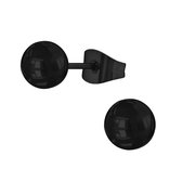 Aramat Jewels - Zwarte bolletjes oorstekers - Zwart staal - 5mm - Een tijdloze en veelzijdige keuze - Geschikt voor dagelijks gebruik - Roestvrij staal - Ideaal als cadeau - Feestdagen