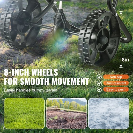 strooier 15L zaadstrooier 810x455x750mm kunstmeststrooier 0-3m strooibreedte centrifugaalstrooier 11kg draagvermogen handstrooier handstrooier Q235 frame zoutstrooier met kunststof wielen — afbeelding 5