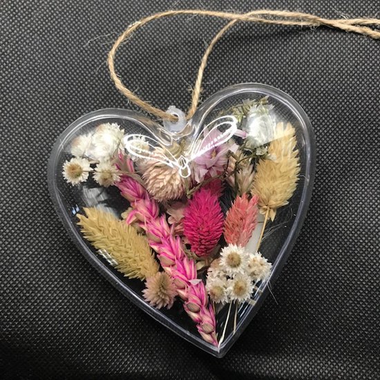 Droogbloemenkaart "hart onder de riem" en hart met roze droogbloemen | liefde | kaart | wDroogbloemen Wenskaart met Hart – “Hart onder de Riem” – Cadeaukaart Sterkte & Liefde – Decoratie Droogbloemen – Beterschap & Support