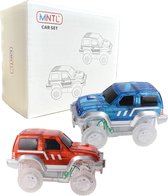 MNTL - Magnetic Tiles - Racebaanauto's - 2 Stuks - Racebaan Cars - Zelfrijdende Auto's