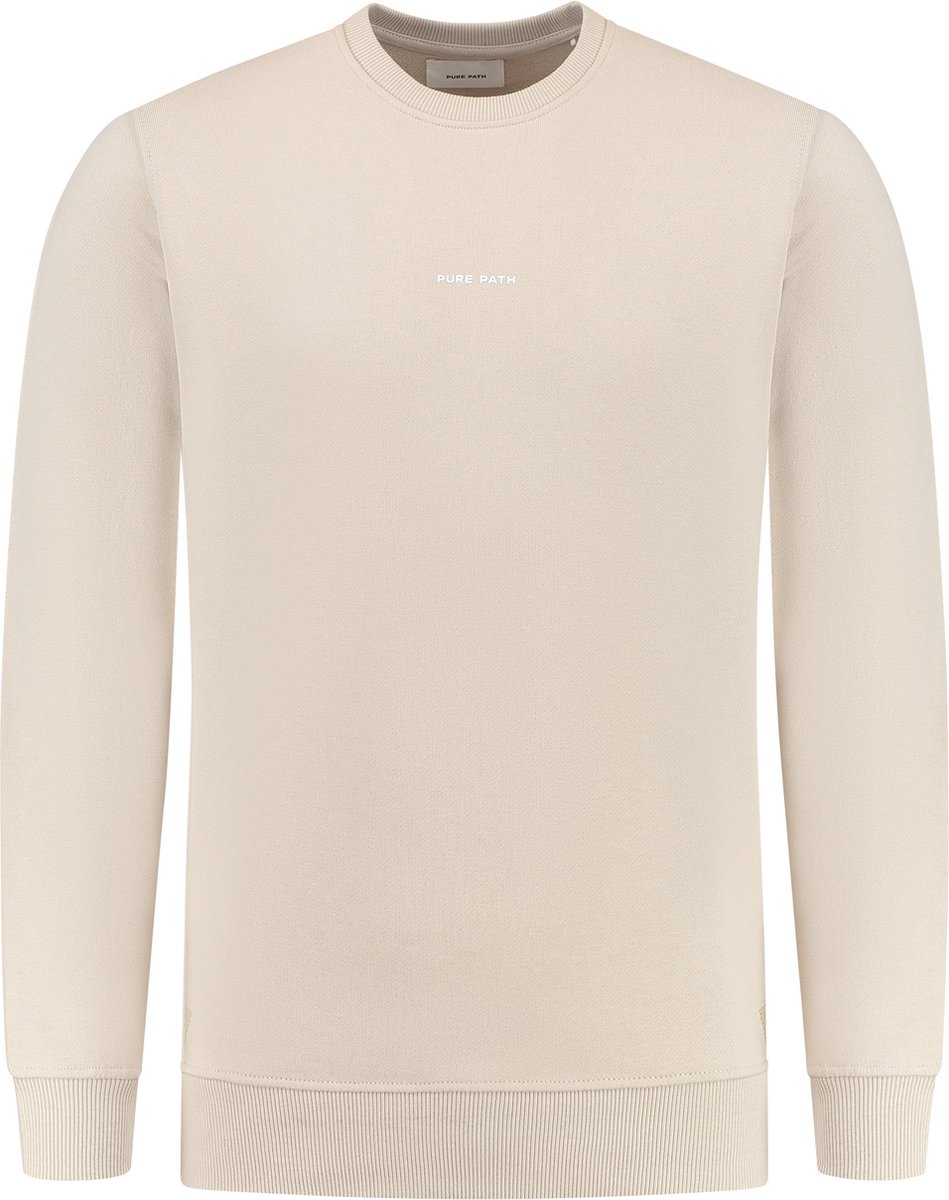 Purewhite - Heren Regular fit Sweaters Crewneck LS - Sand - Maat XS