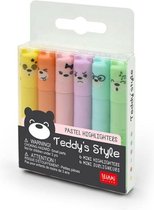 Legami Set Of 6 Mini Highlighters - Teddy's Style - Teddy Bear