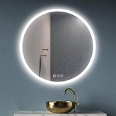 X-quizz Nimes ronde spiegel 60cm met dimbare LED verlichting, spiegelverwarming en een klok