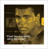 Kunstdruk Muhammad Ali iQuote Sting Like a Bee 40x40cm